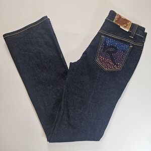 Rocawear Jeans Womens‎ Size 3 Dark Wash Low Rise Beaded Pocket Y2K Retro Hip Hop